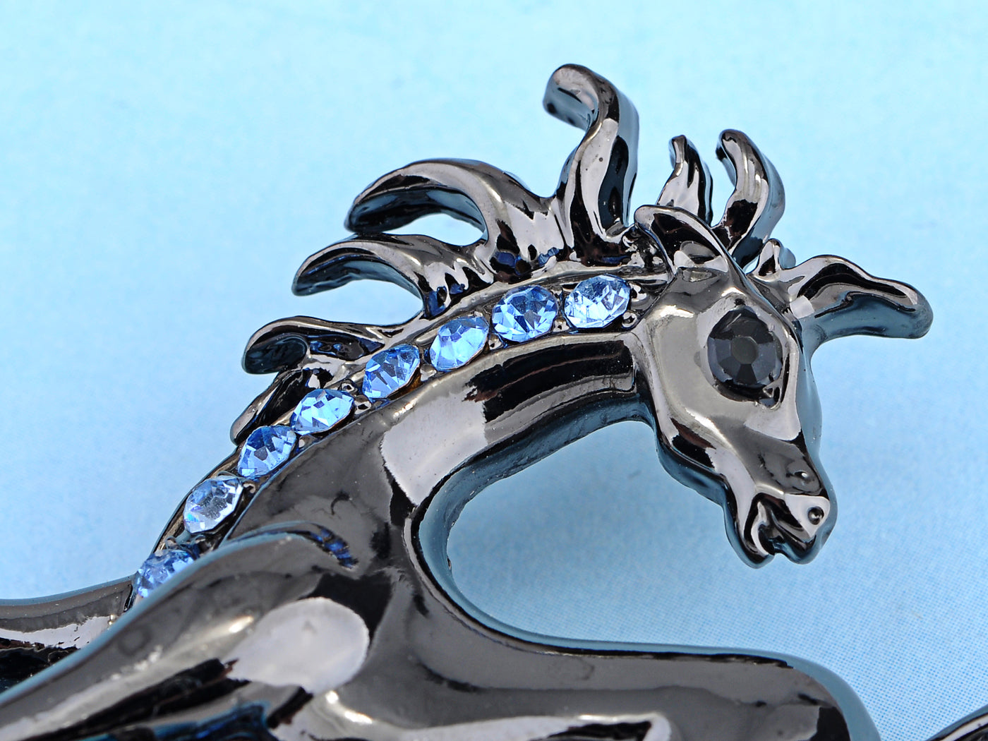 Gun Sapphire Colored Horse Stallion Brooch Pin