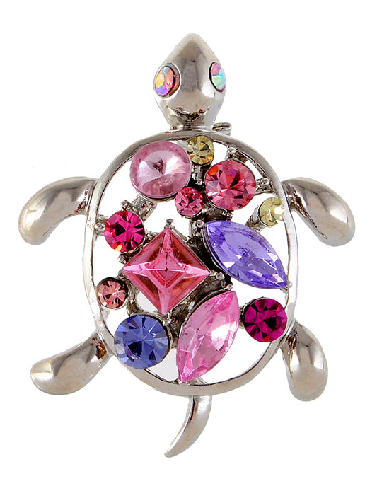 Petite Rose Amethyst Sea Turtle Pin Brooch