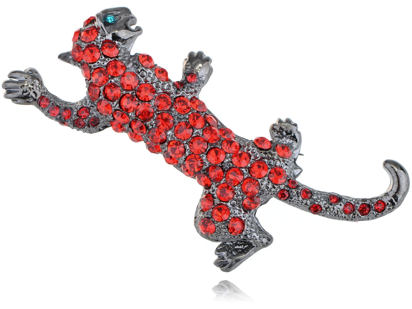Ruby Red Austrian Rhine Leopard Animal Jewelry Pin Brooch