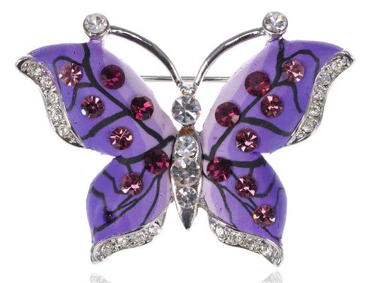 Burgundy Rose Amethyst Austrian Butterfly Pin Brooch