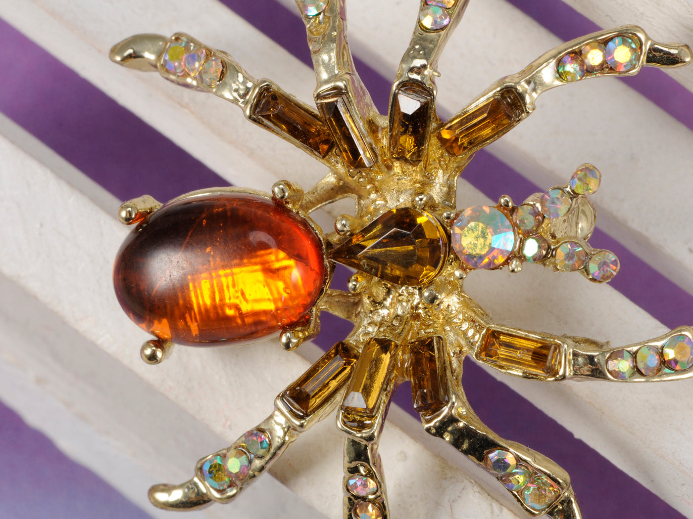 Warm Amber Spider Jewelry Pin Brooch