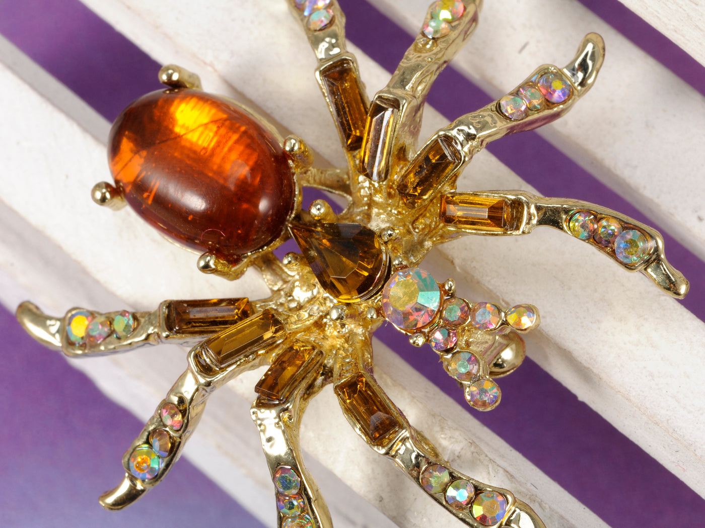 Warm Amber Spider Jewelry Pin Brooch