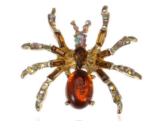 Warm Amber Spider Jewelry Pin Brooch