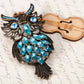 Sapphire Feather Owl Bird Pin Brooch