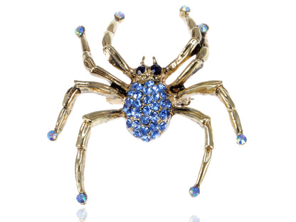 Antique Sapphire Blue Colored Spider Bug Brooch Pin