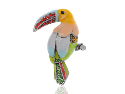 Multicolor Hand Painted Enamel Rainforest Toucan Parrot Bird Animal Brooch Pin