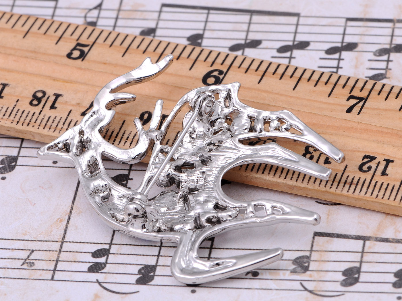 Studded Cat Eye Deer Animal Jewelry Pin Brooch