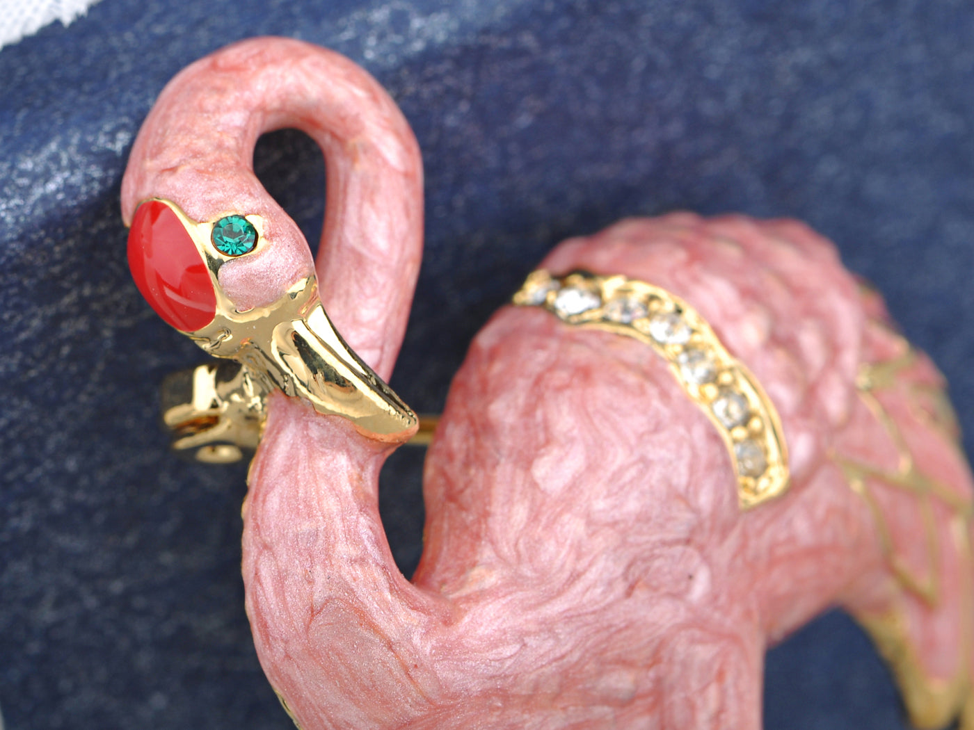 Pearlescent Pink Enamel Flamingo Crane Bird Brooch Pin