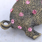 Antique Brass Pink Vintage Pig Piggy Bank Brooch Pin