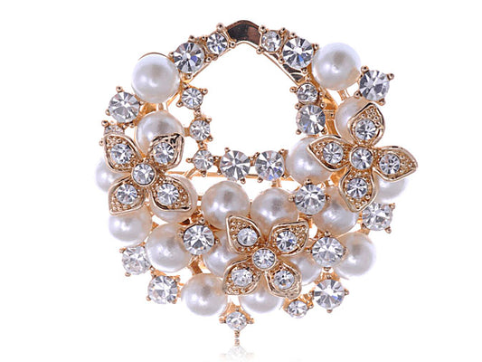 Pearl Flower Cluster Pin Brooch