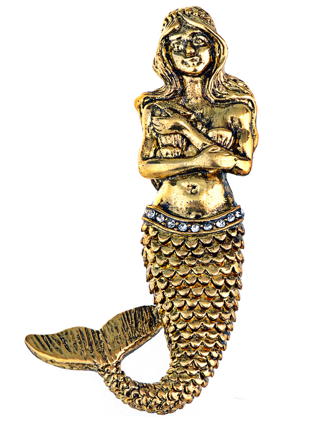 Vintage Fantasy Mermaid Siren Princess Fish Tail Brooch Pin