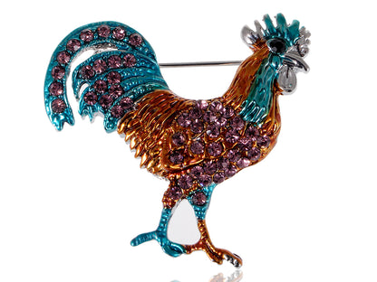 Colorful Rooster Cock Jewelry Pin Brooch