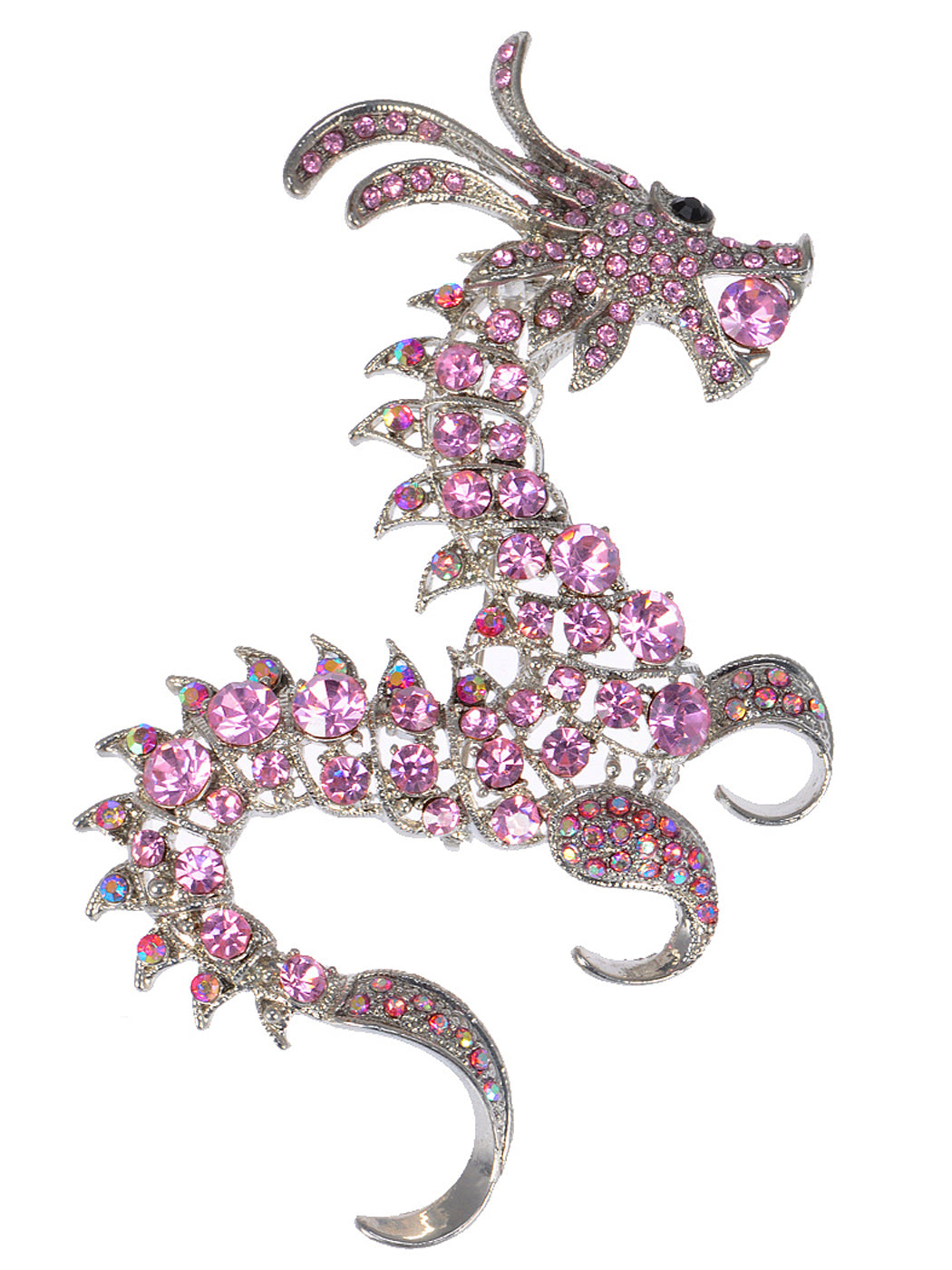 Pink Ancient Asian Zodiac Dragon Serpent Brooch Pin