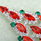 Ruby Marquise Christmas Tree Holiday Pin Brooch