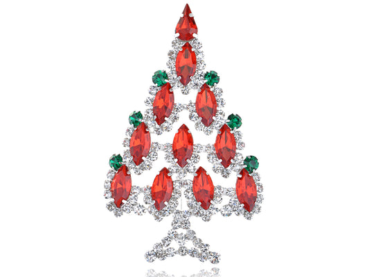 Ruby Marquise Christmas Tree Holiday Pin Brooch