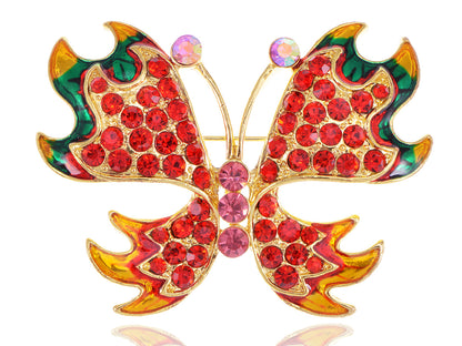 Fiery Fire Ruby Red Butterfly Jewelry Pin Brooch