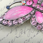 Rose Pink Czech Butterfly Pin Brooch Hand Painted Enamel