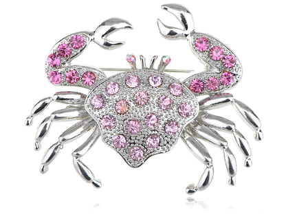 Rose Pink Czech Crab Claw Pinchers Jewelry Pin Brooch