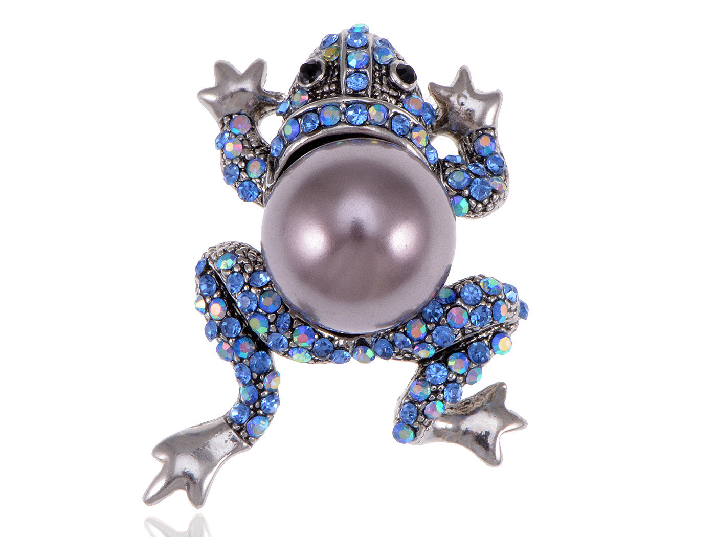 Sapphire Pearl Frog Animal Jewelry Pin Brooch