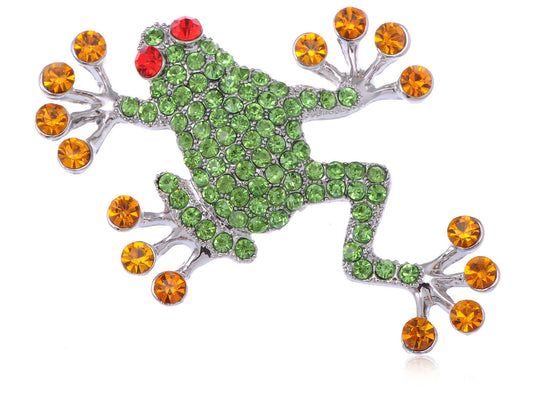 Peridot Ruby Eyed Frog Jewelry Brooch Pin