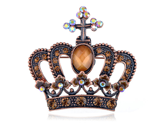 Vintage Repro Topaz Royal Crown Jewelry Pin Brooch