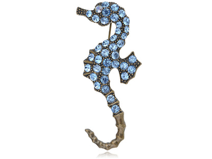 Antique Sapphire Ocean Seahorse Pin Brooch