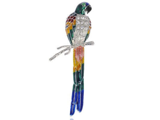 Tropical Rainbow Colorful Parrot Bird Brooch Pin