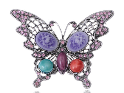 Antique Cateye Butterfly Jewelry Pin Brooch