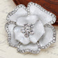 Royal White Enamel Flower Brooch Pin