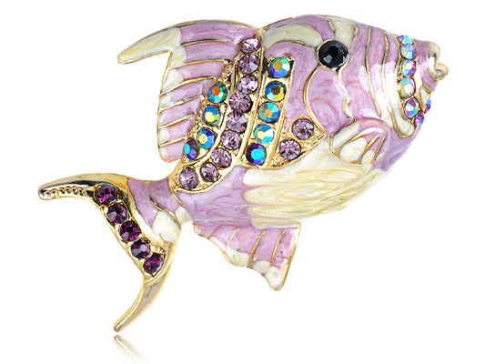 Light Purple Pearlescent Flounder Fish Brooch Pin