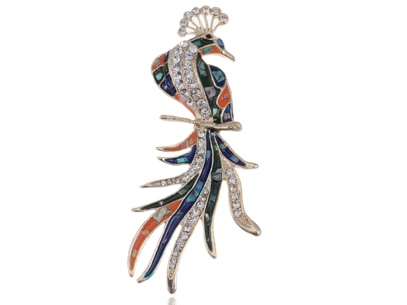 Colored Abalone Phoenix Bird Brooch Pin