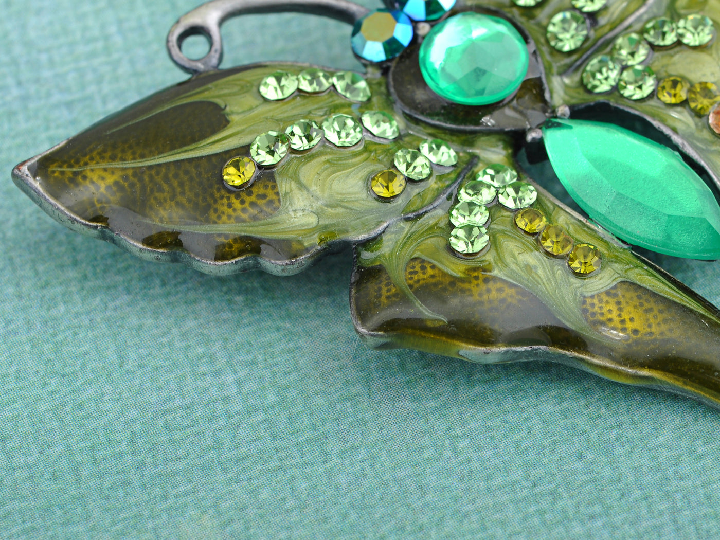 Antique Green Vintage Butterfly Brooch Pin