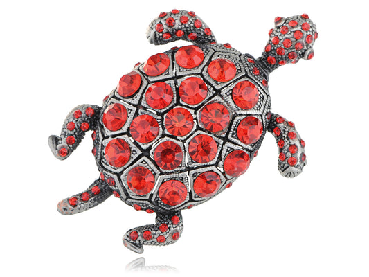 Antique Ruby Sea Shell Tortoise Turtle Pin Brooch