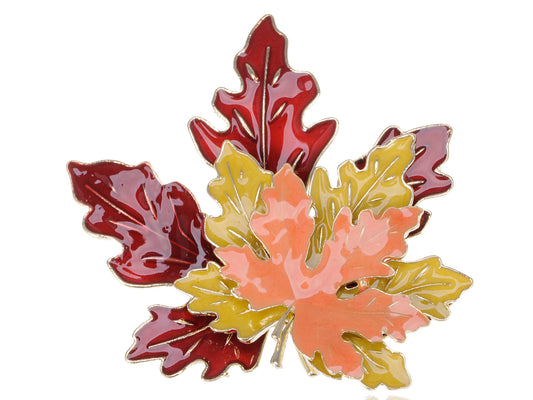 Red Yellow Orange Enamel Maple Leaf Pin Brooch