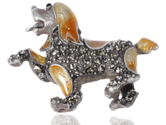 Hand Shake Dark Show Hound Dog Pin Brooch