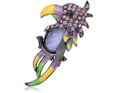 Purple Body Parrot Bird Head Profile Pin Brooch