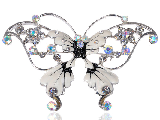 Enamel Wing Aurora Borealis Butterfly Pin Brooch
