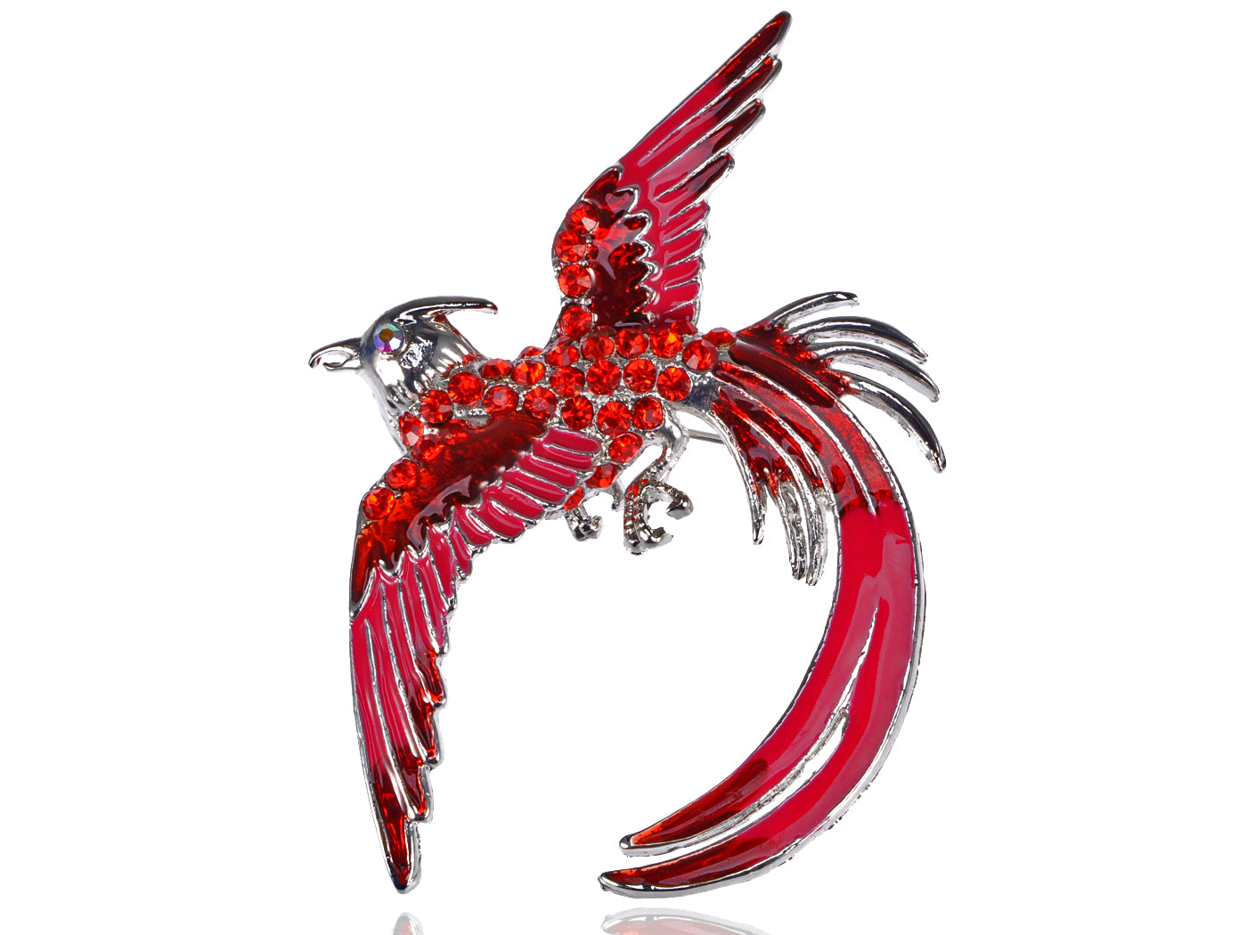 Red Enamel Flame Phoenix Fire Bird Resurrection Survivor Brooch Pin