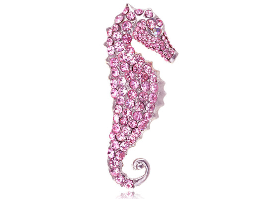 Pink Light Rose Jewel Baby Sea Horse Fish Pin Brooch