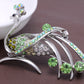 Peridot Green Phoenix Bird Silver Pin Brooch