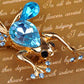 Sapphire Blue Jet Black Gem Frog Pin Brooch