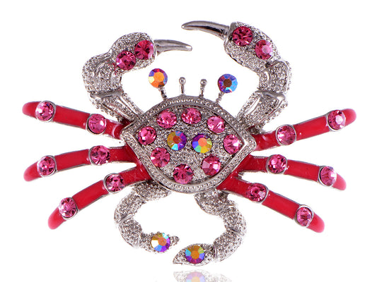 Rose Pink Pink Enamel Crab Crustaceans Pin Brooch