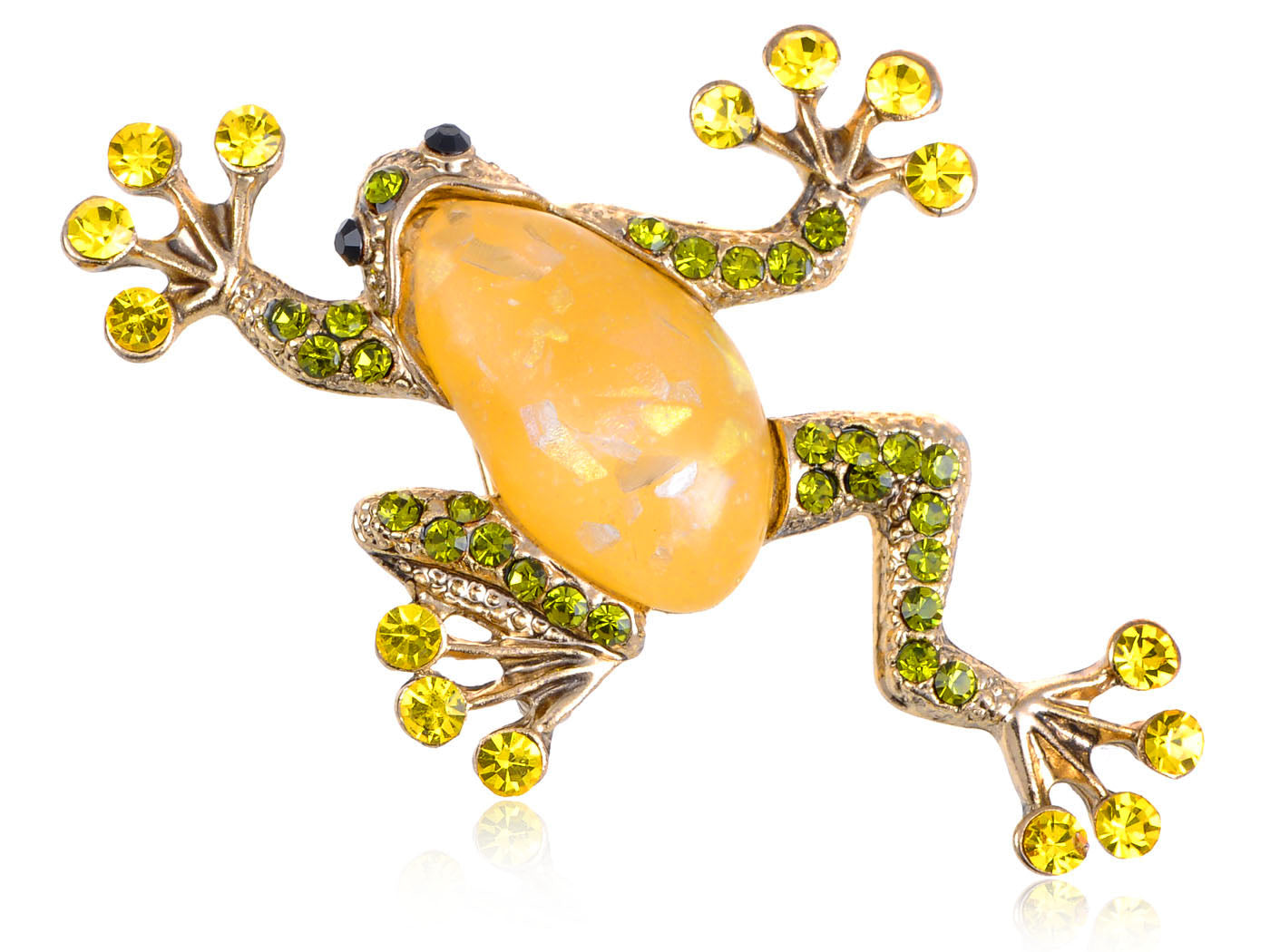 Lime Green Acry Gem Frog Toad Amphibian Pin Brooch