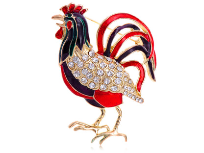 Colored Rooster Chicken Hen Brooch Pin