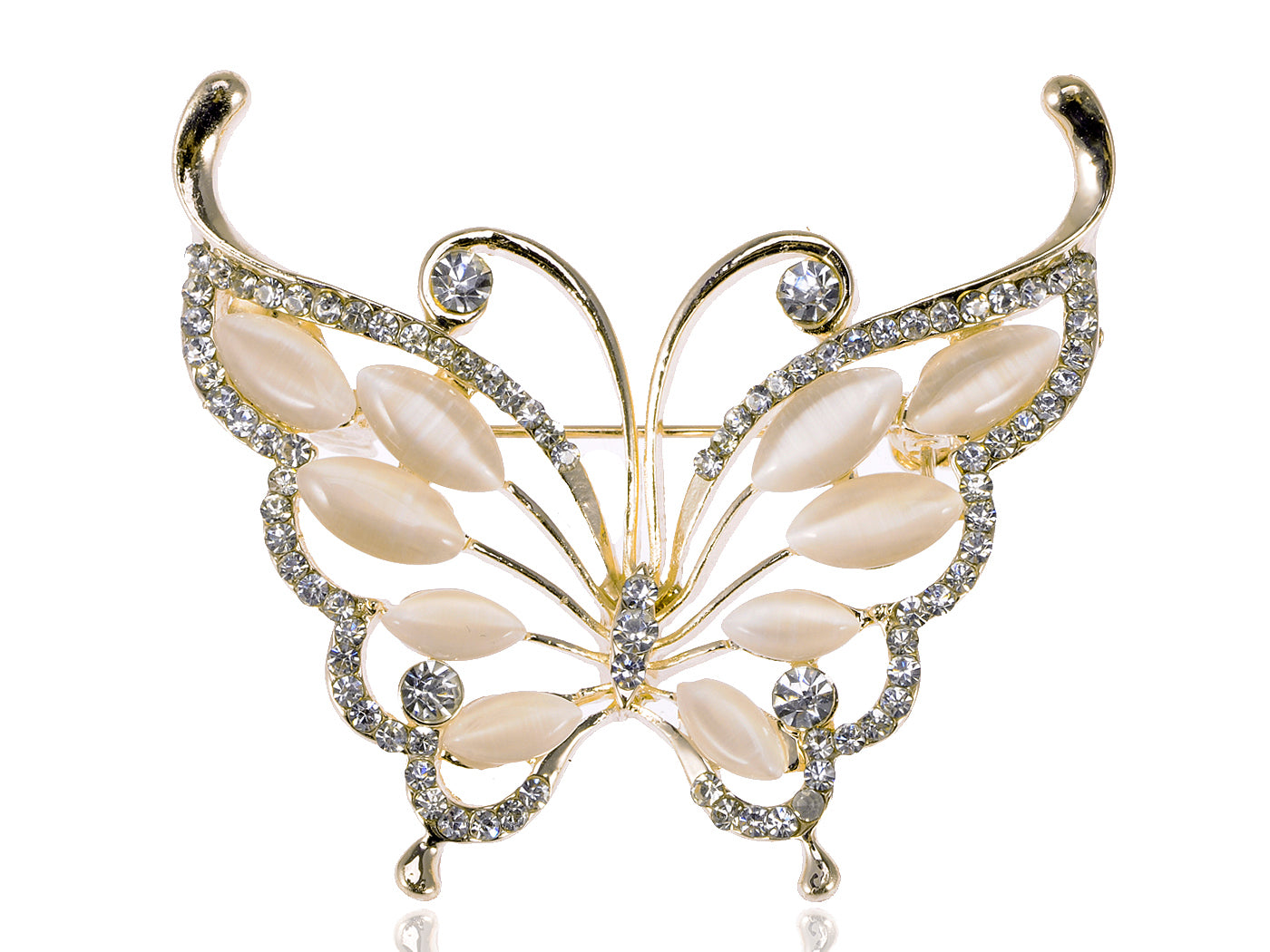 Royal Embellished Pearlescent Butterfly Pin Brooch