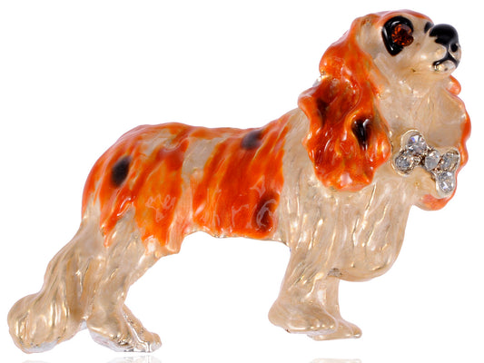 Hand Paint Enamel Cavalier King Charles Dog Pin Brooch