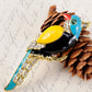 Colorful Painted Enamel Parrot Sitting Branch Bird Pin Brooch
