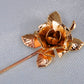 Copper Brown Flower Rose Leaves Single Pin Brooch