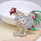 Multi Colored Chicken Rooster Hen Brooch Pin