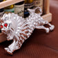Running Preying Lion Red Eye Leaping Brooch Pin